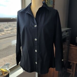 Banana Republic Women's Size XL Black Button-Up Blouse Cuffs Long Sleeves